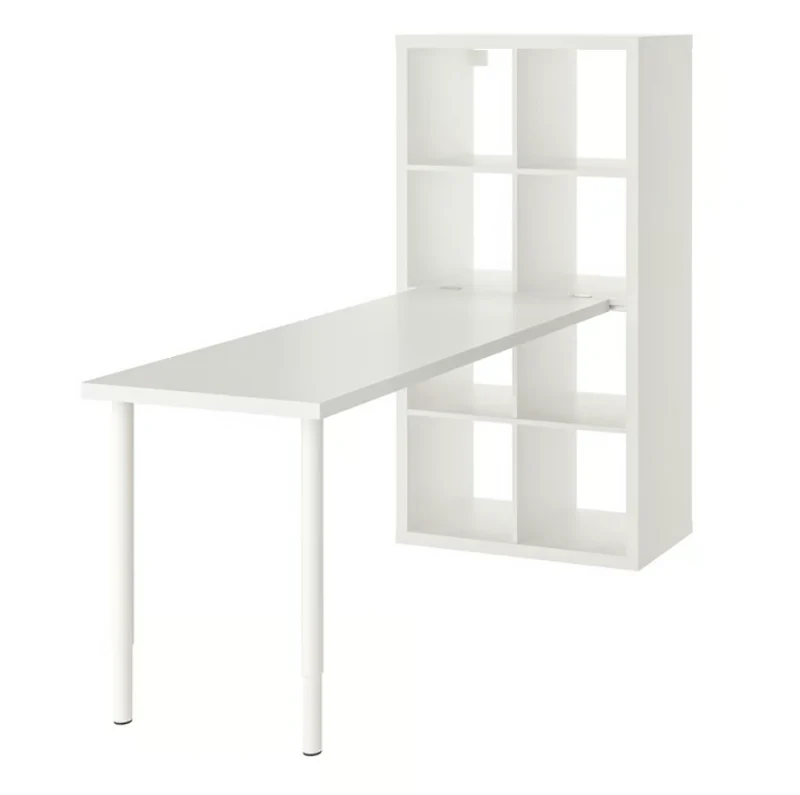 KALLAX/LAGKAPTEN/OLOV Leg, adjustable/INLAGG/ Desk combination, white, 77x159x147 cm (30 1/8x62 5/8x57 5/8 ") cm